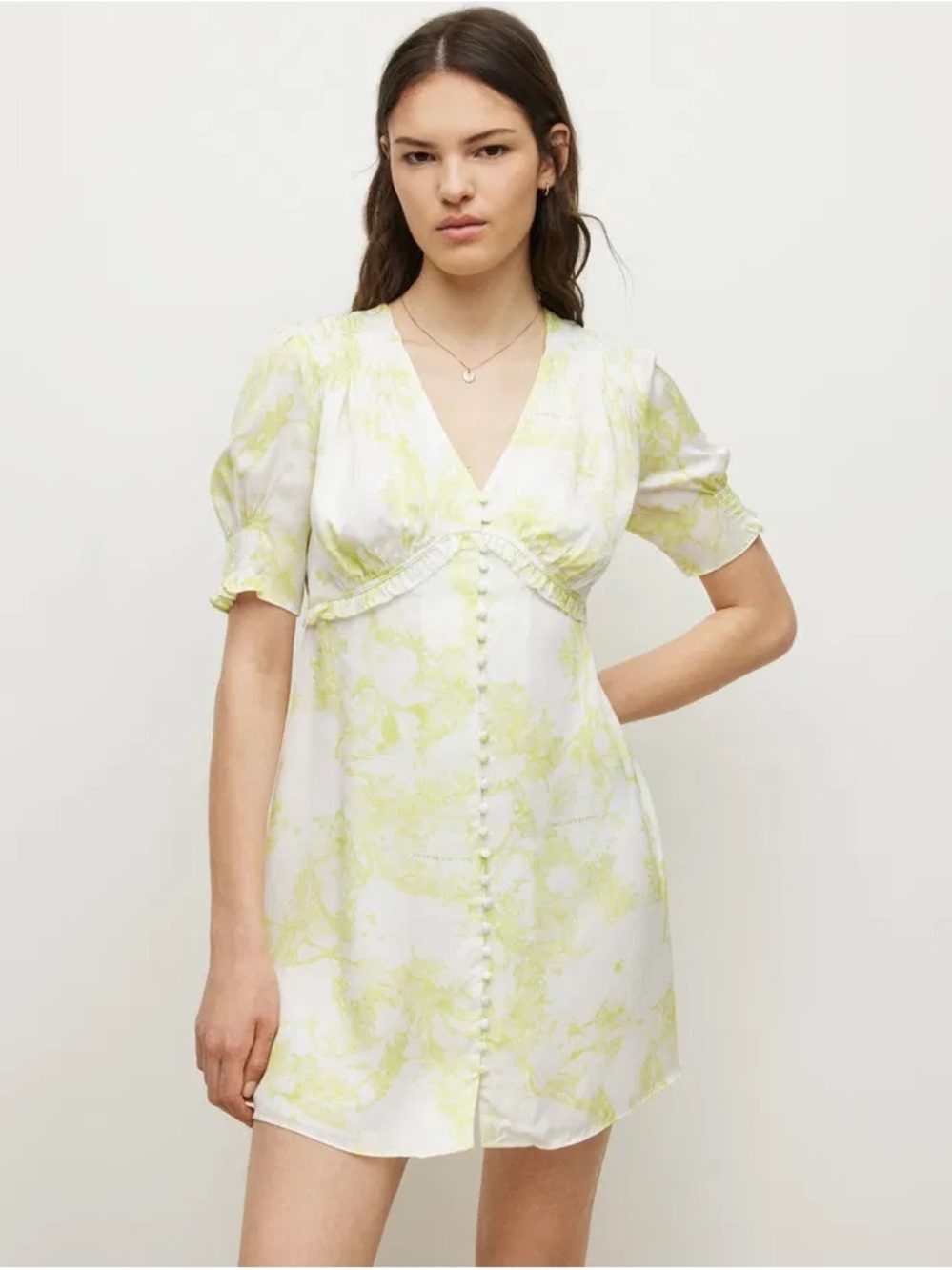 All Saints Yellow White Mini Dress
